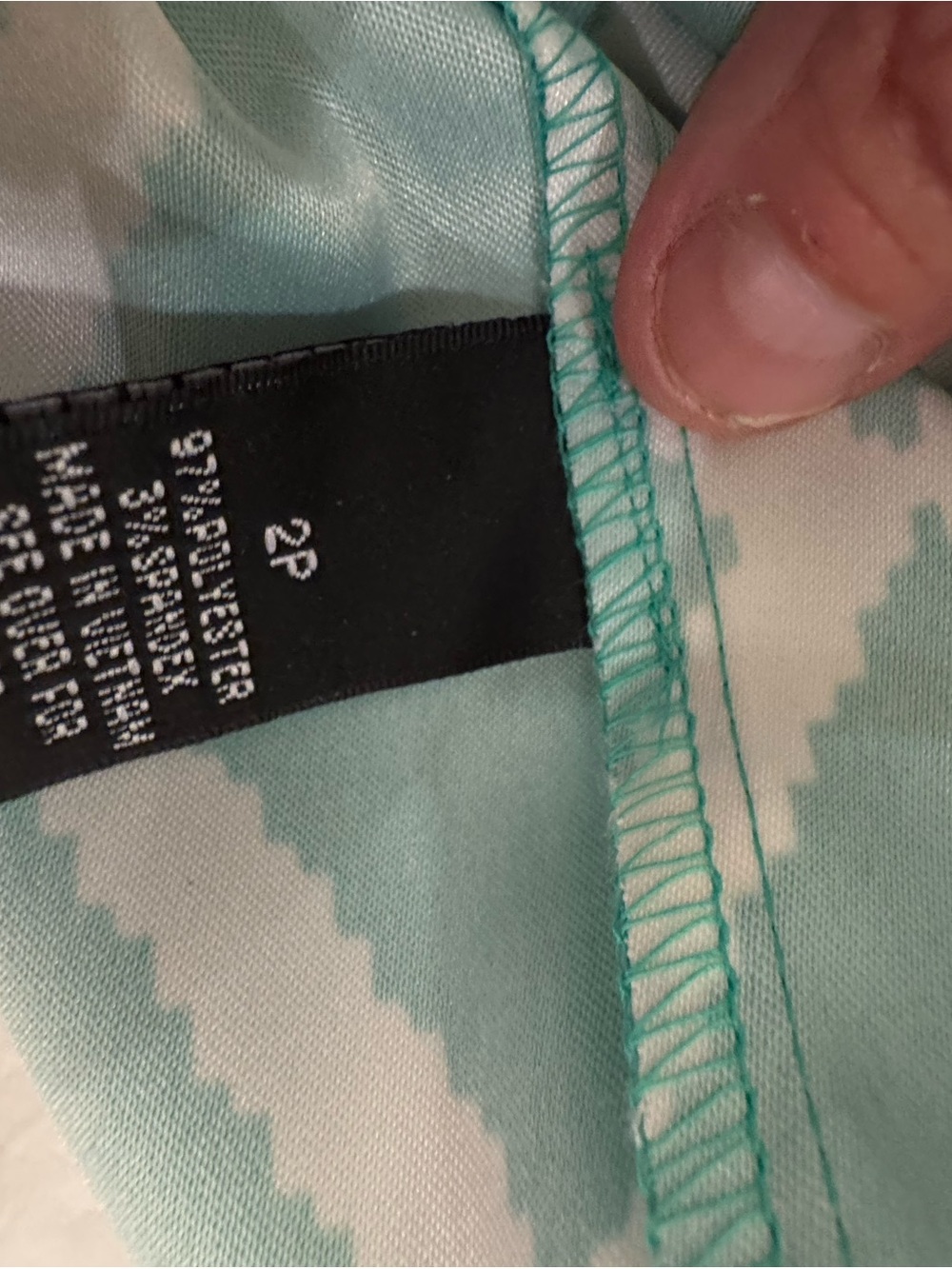 ALYX Teal and White Geometric Midi Sheath Dress - Picture 7 of 12